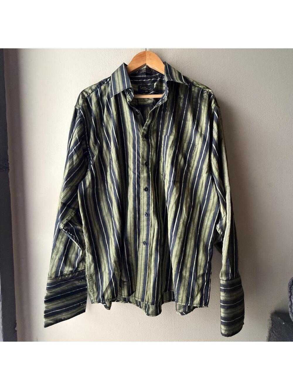 Vintage Kani Gold Striped Button-Up Shirt – Large